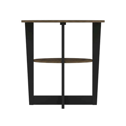 Walnut and Black Oval End Table with Modern Style and Sturdy Frame