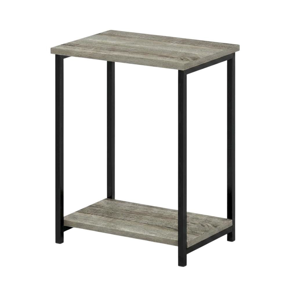 French Oak Metal Frame End Table for Living Room or Bedroom