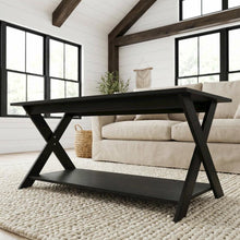 Espresso Coffee Table with Criss-Cross Design and Modern Minimalist Style