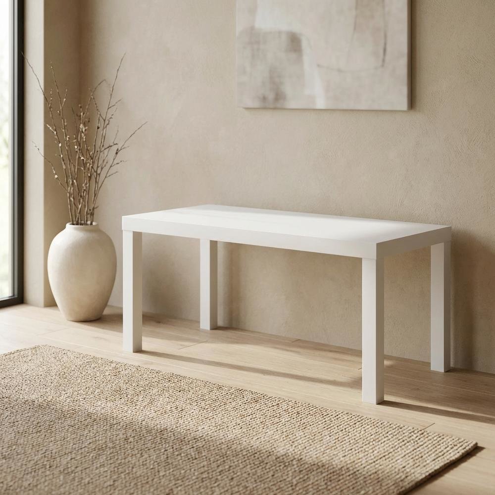White modern TV stand with sleek design and ample storage space