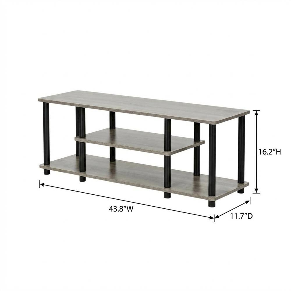 French Oak Grey TV Stand with 3 Tiers and No Tools Assembly