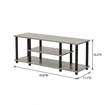 French Oak Grey TV Stand with 3 Tiers and No Tools Assembly