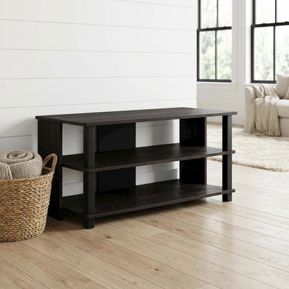 Wooden 3-Tier TV Stand in Espresso, Black, TVs up to 40 inches, ample storage