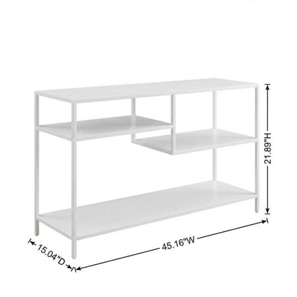 Modern White TV Stand for TVs up to 50 Inch with Solid Wood and Walnut Veneers