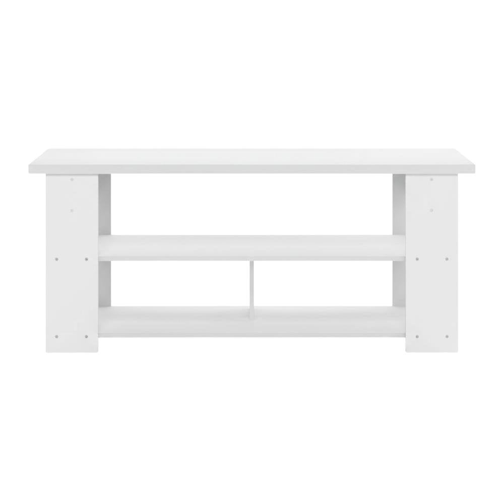 White wooden TV stand for up to 55-inch screens with ample storage space