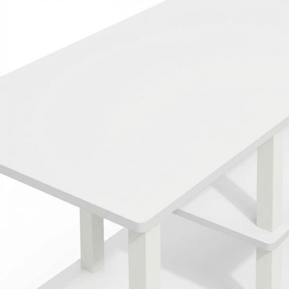 White Large TV Stand, 55-Inch Screens, Storage Bin, Solid Wood construction