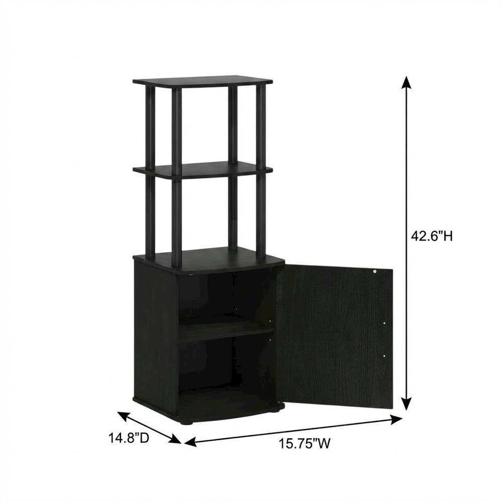 Wooden TV Stand with Storage Cabinet and Tall Design in Blackwood/Black