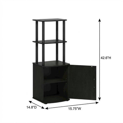 Wooden TV Stand with Storage Cabinet and Tall Design in Blackwood/Black