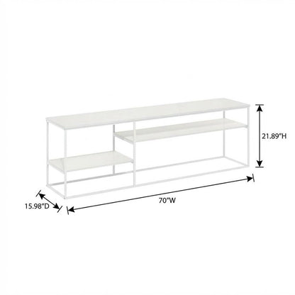 Modern White TV Stand for 78 Inch TVs with Solid Wood Construction