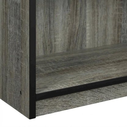 Grey 3-Tier Bookcase with Wood Shelves for Organized Storage