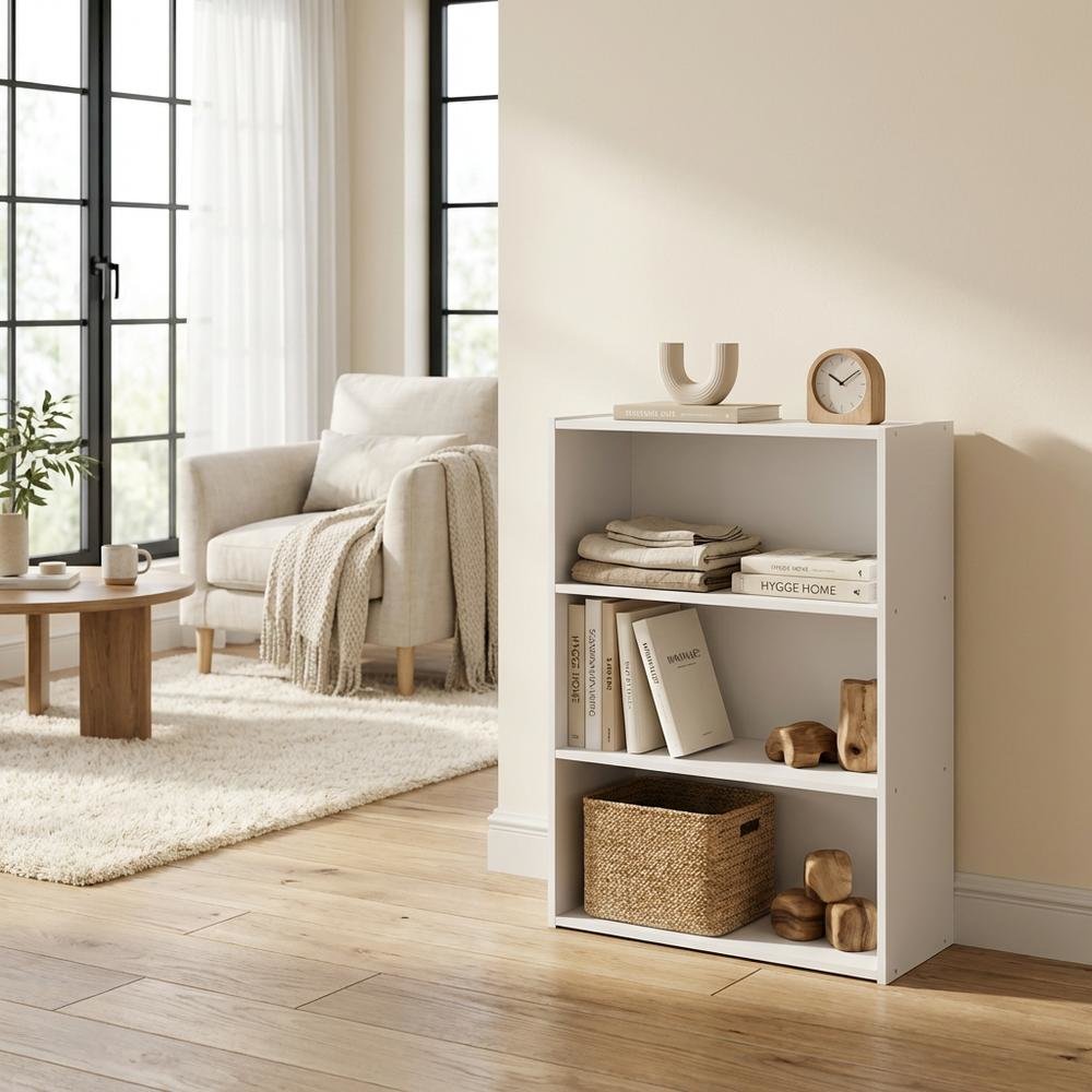 Wooden bookcase with open shelving for versatile storage and display