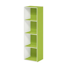 Green 4-Tier Bookcase with Open Storage and Wood Construction