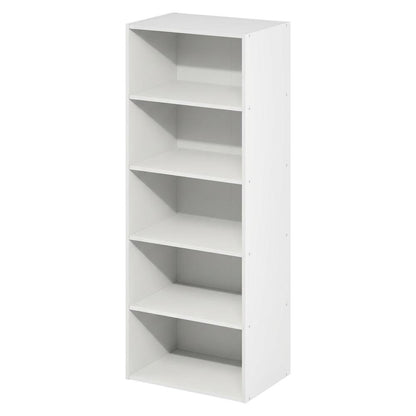 Wooden bookcase with open shelving for home storage