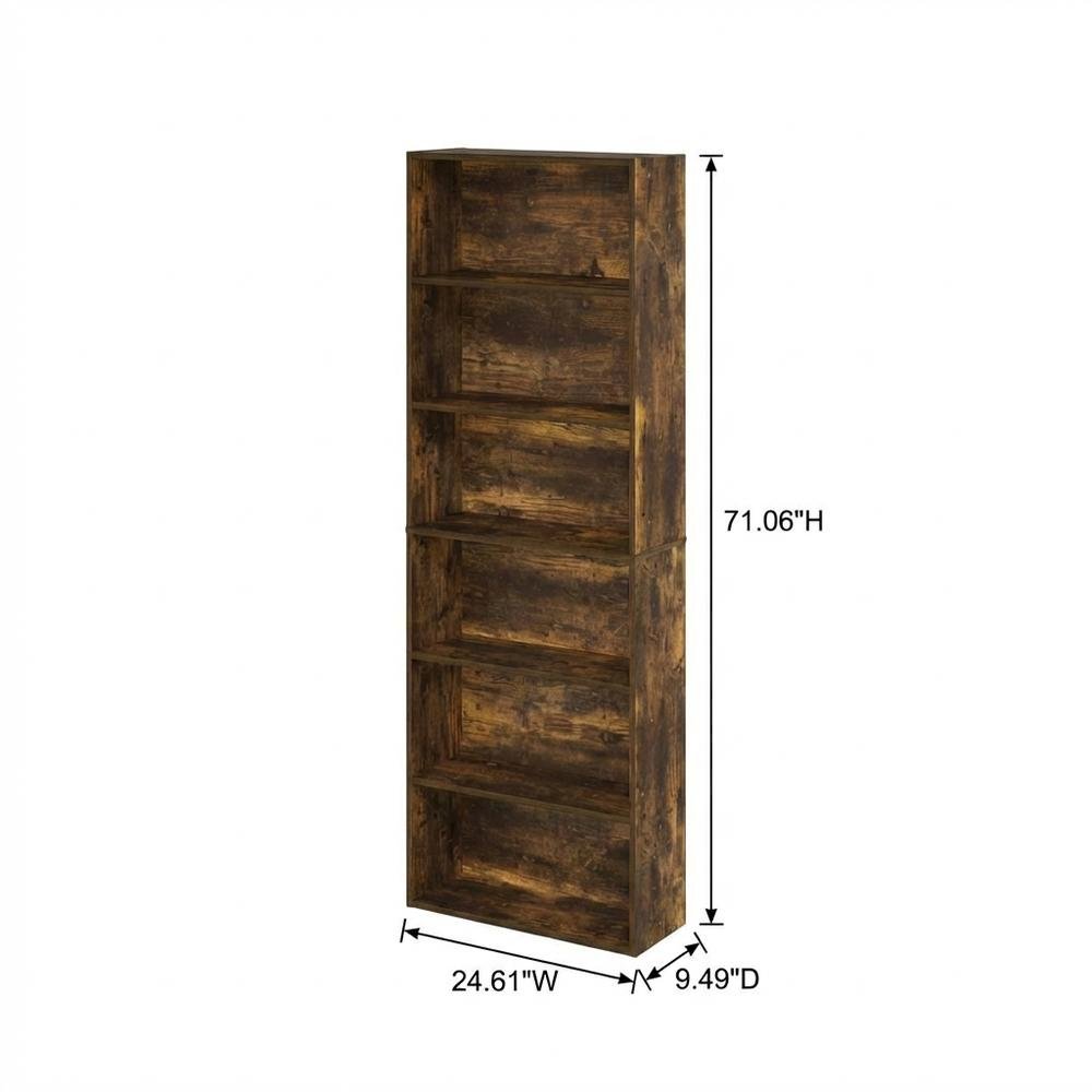 Wood Bookcase in Brown with Spacious Shelving for Organization