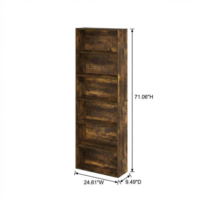 Wood Bookcase in Brown with Spacious Shelving for Organization