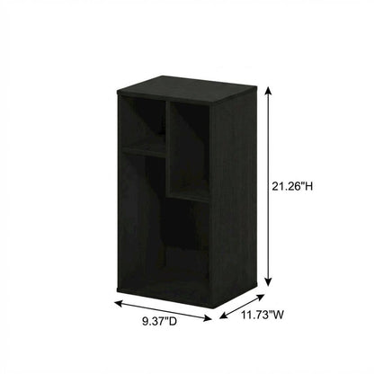 Irregular 3-Cube Bookcase with Espresso Finish, Storage Organizer, Modern Design