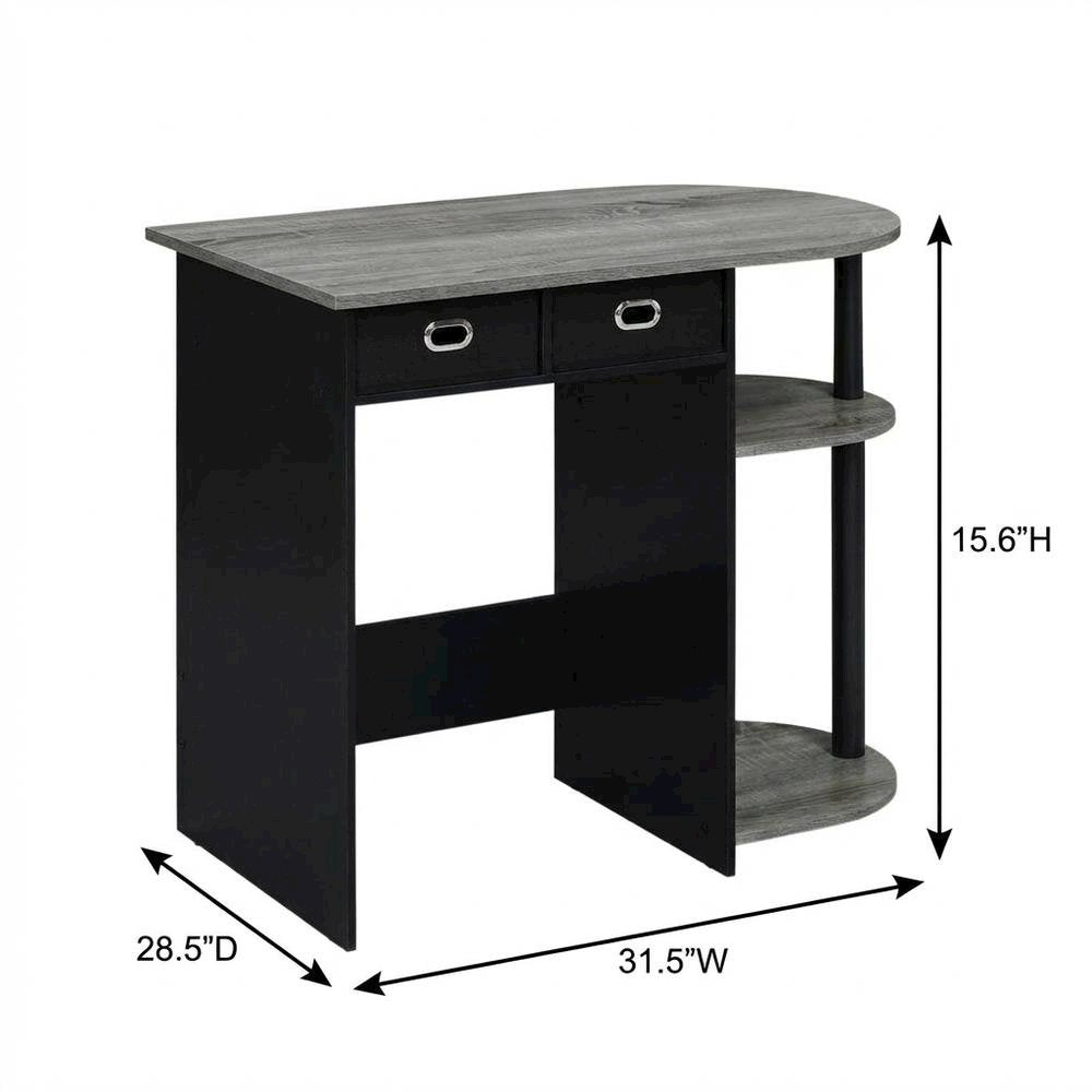 Black and Grey Laptop Desk with Steel Frame and Spacious Surface