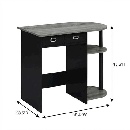 Black and Grey Laptop Desk with Steel Frame and Spacious Surface