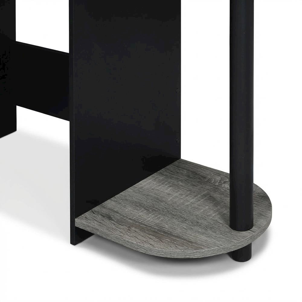 Black and Grey Laptop Desk with Steel Frame and Spacious Surface