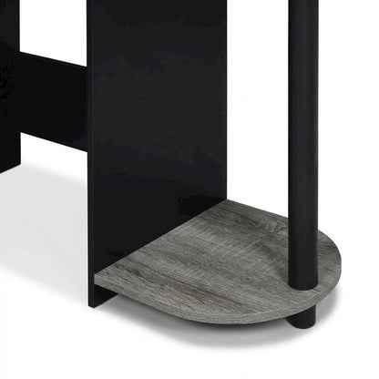 Black and Grey Laptop Desk with Steel Frame and Spacious Surface