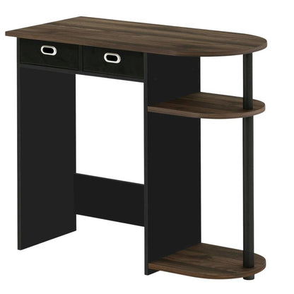Computer workstation with Columbia Walnut, black finish, sleek design, durable