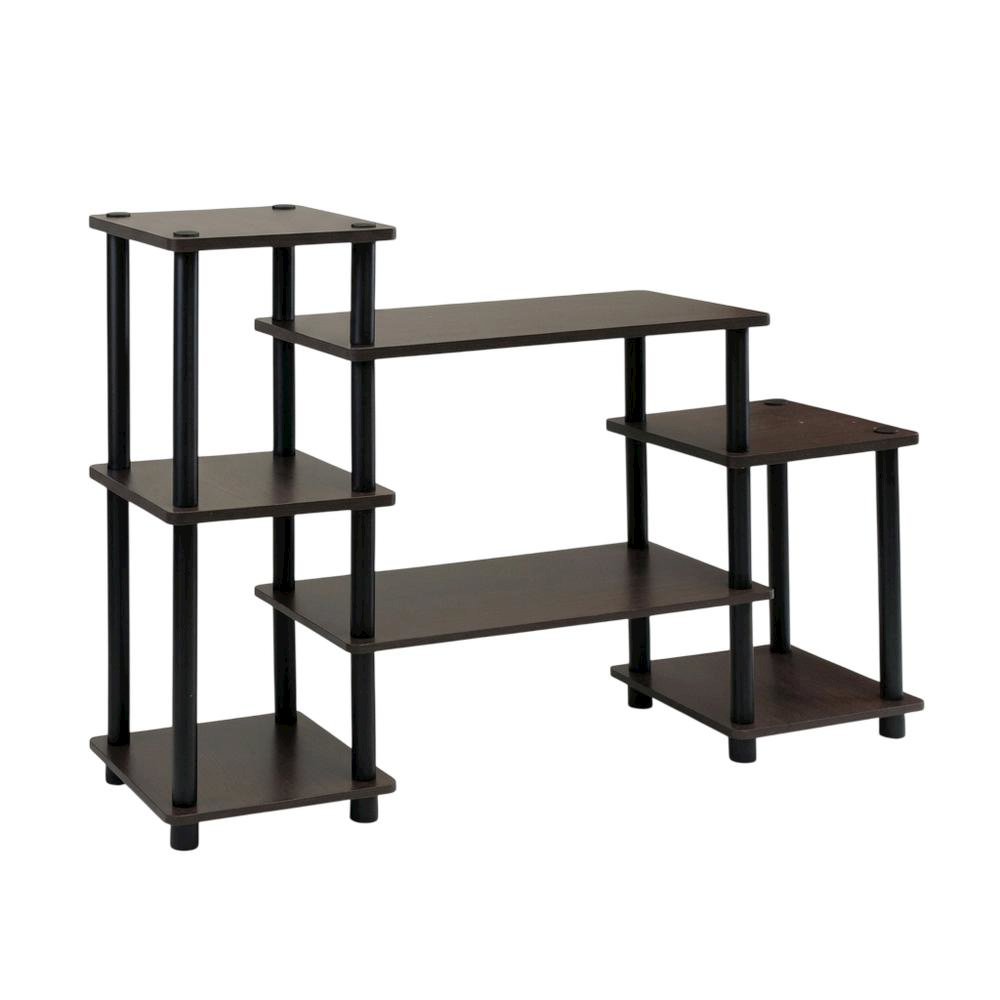 Dark Brown/Black No Tools Entertainment Center with Modern Design