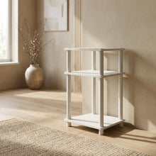 White 3-Tier End Table with Multi-level Storage and Modern Design