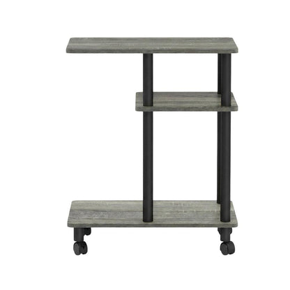 French Oak Grey, U-Shape Sofa Side Table, Rolling Casters