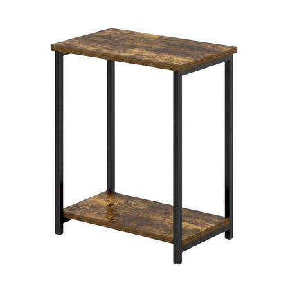 Amber Pine Metal Frame End Table for Living Room or Bedroom