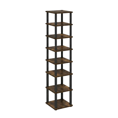 Gold 8-Tier Vertical Shoe Tower, Free Standing Space Saving Closet Organizer