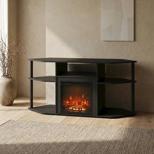 Dark Americano No Heat Fireplace TV Stand for 55-Inch TVs with Open Storage