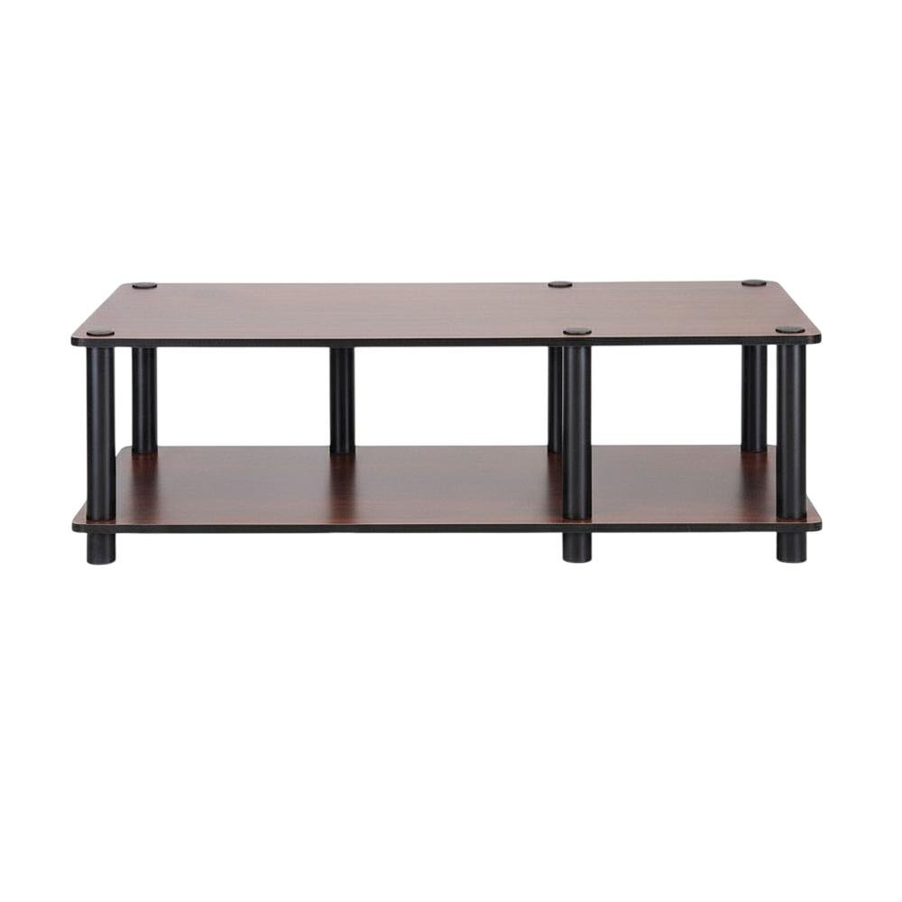 Dark Cherry TV Stand with Black Tube Frame and Composite Wood Construction