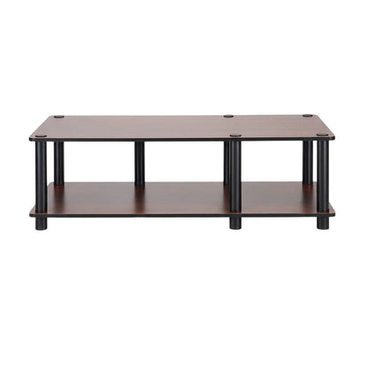 Dark Cherry TV Stand with Black Tube Frame and Composite Wood Construction