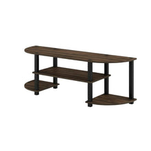 Walnut and Black TV Stand with Wide Surface and Storage Compartments