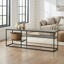 French Oak Grey Wood TV Stand for Up to 78-Inch Screens with Storage Space