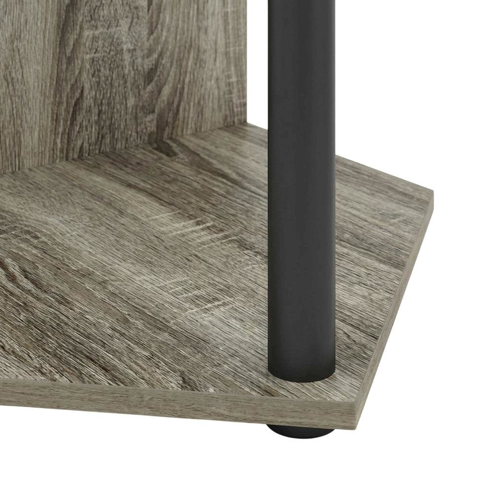 Gray open storage corner fireplace TV stand, 55-inch screens, wood veneer finish