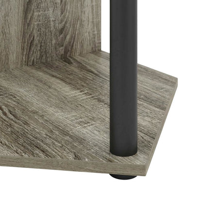 Gray open storage corner fireplace TV stand, 55-inch screens, wood veneer finish