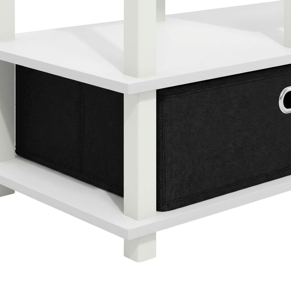 White Large TV Stand, 55-Inch Screens, Storage Bin, Solid Wood construction