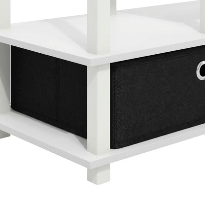 White Large TV Stand, 55-Inch Screens, Storage Bin, Solid Wood construction
