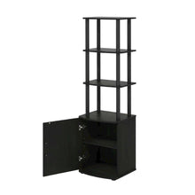 Wooden TV Stand with 3-Tier Height and Storage Cabinet, Blackwood/Black