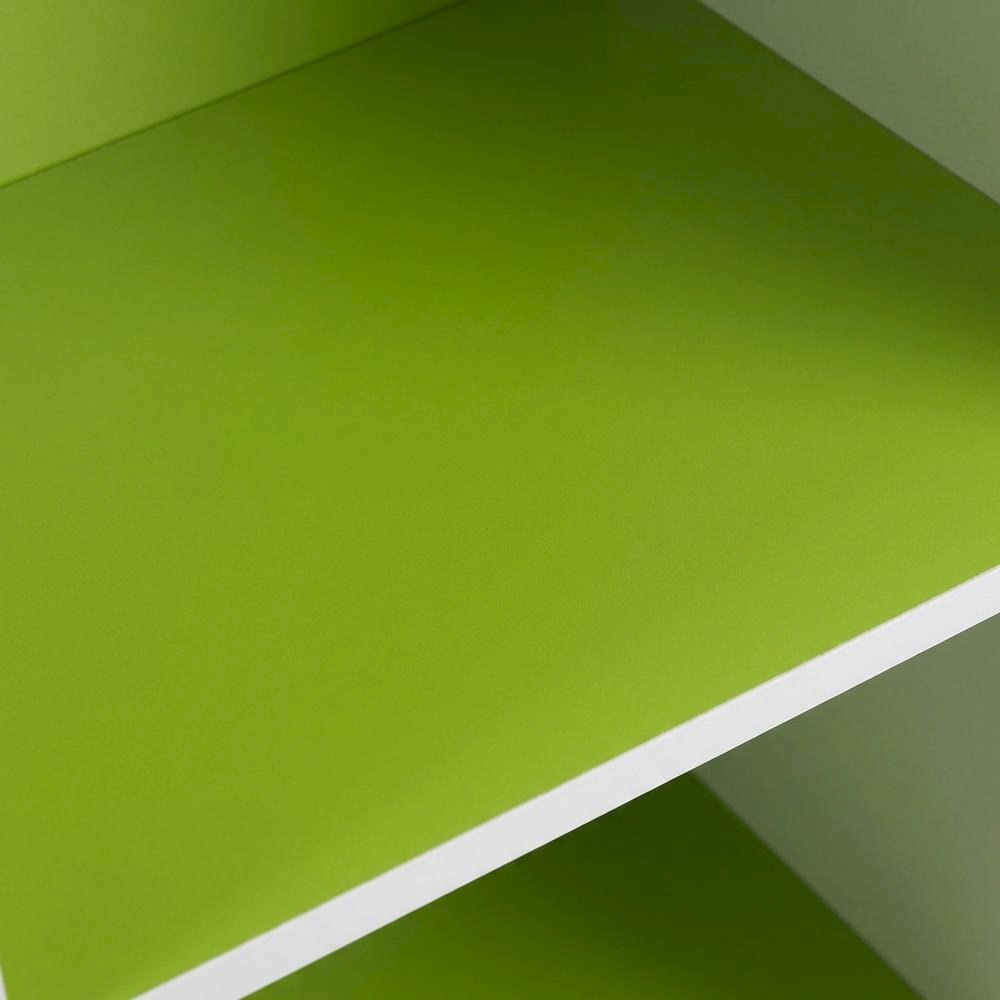 White/Green 3-Tier Open Shelf Bookcase with Ample Storage and Modern Design