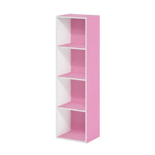 Pink 4-Tier Open Shelf Bookcase with Wood Construction for Storage
