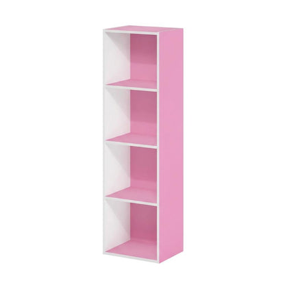 Pink 4-Tier Open Shelf Bookcase with Wood Construction for Storage