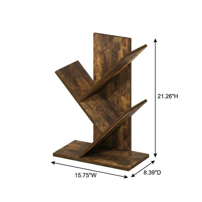 Wood Bookcase in Warm Brown Finish with Ample Storage and Easy Assembly