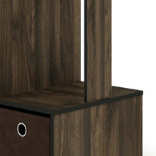 Wooden Home Office Desk with Storage Bin in Columbia Walnut Finish