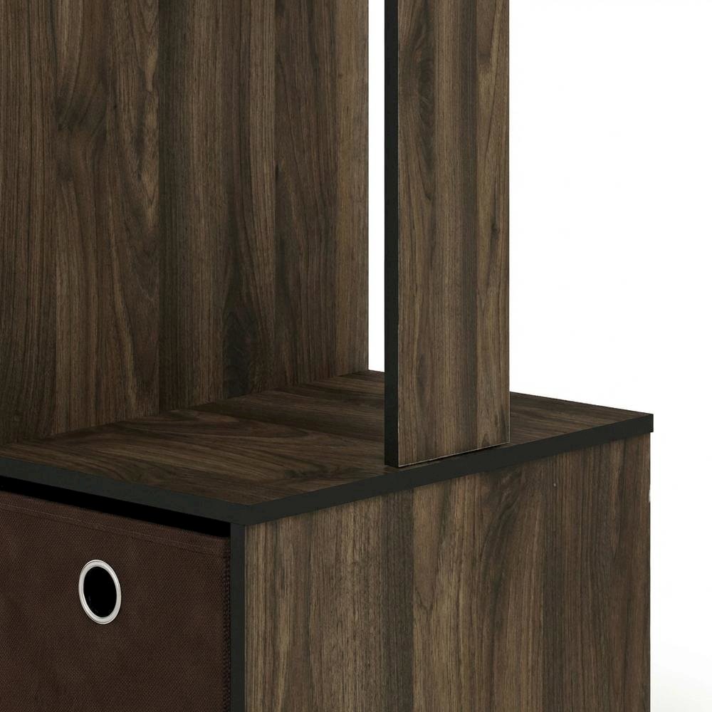 Wooden Home Office Desk with Storage Bin in Columbia Walnut Finish