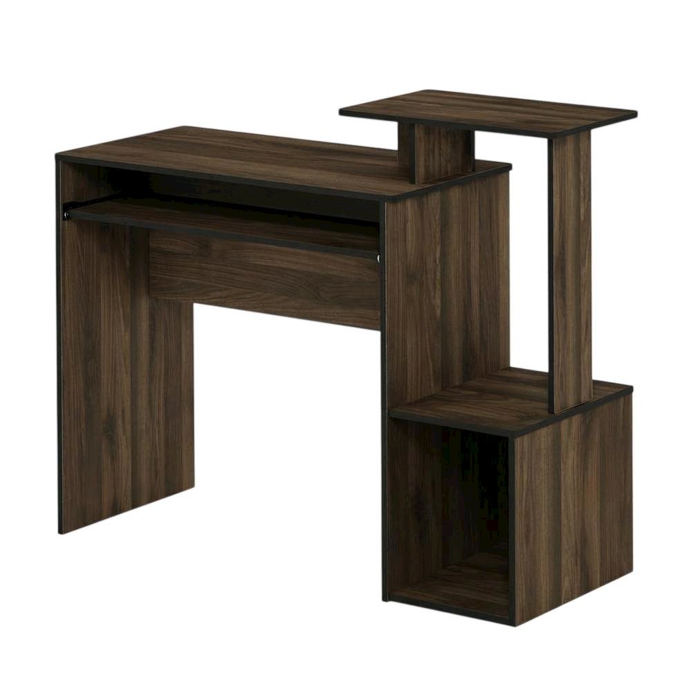 Wooden Home Office Desk with Storage Bin in Columbia Walnut Finish