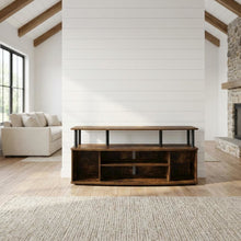 Large entertainment center for up to 55-inch TV in Amber Pine and Black finish