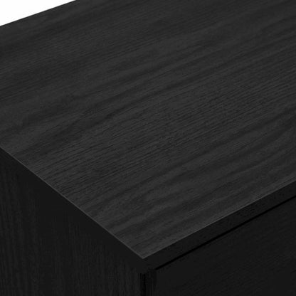 Black wood nightstand with one drawer and modern design
