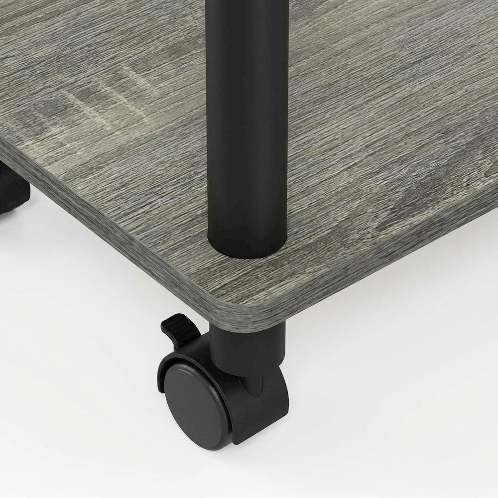 French Oak Grey, U-Shape Sofa Side Table, Rolling Casters
